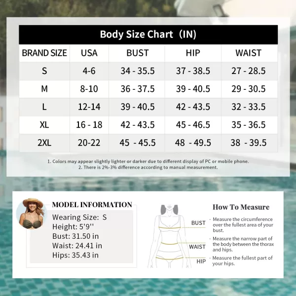 SouqFone Two Piece High Waisted Bikinis Swimsuits Tummy Coverage Bathing Suits17green