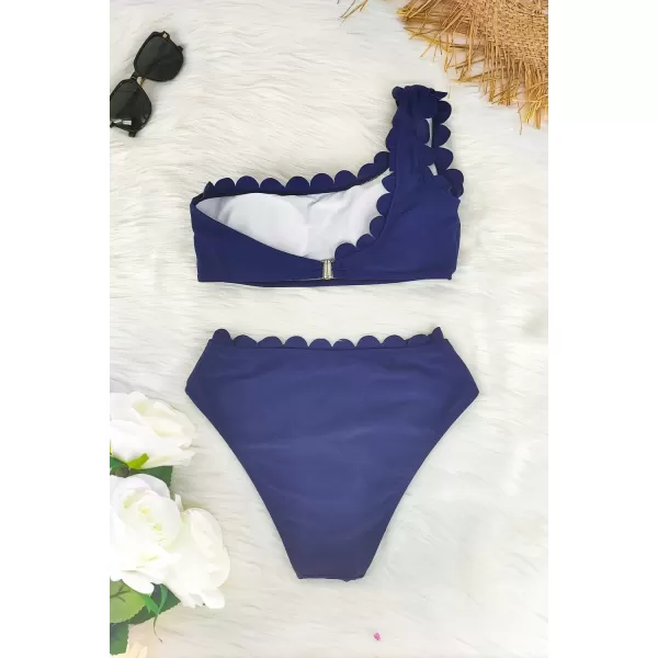 SouqFone Women 2 Piece Swimsuits Low Rise or Mid Waisted Bikini Set03navy Blue