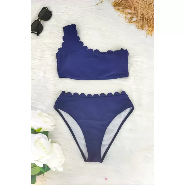 SouqFone Women 2 Piece Swimsuits Low Rise or Mid Waisted Bikini Set03navy Blue