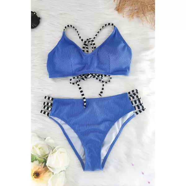 SouqFone Women 2 Piece Swimsuits Low Rise or Mid Waisted Bikini Set14navy Blue