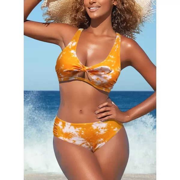 SouqFone Women 2 Piece Swimsuits Low Rise or Mid Waisted Bikini Set17orange