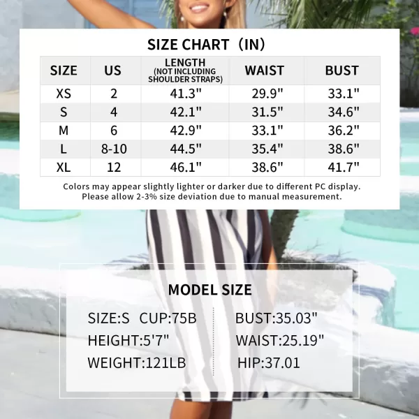 SouqFone Womens Summer Casual Long Dresses V Neck Beach Party Dress02stripes
