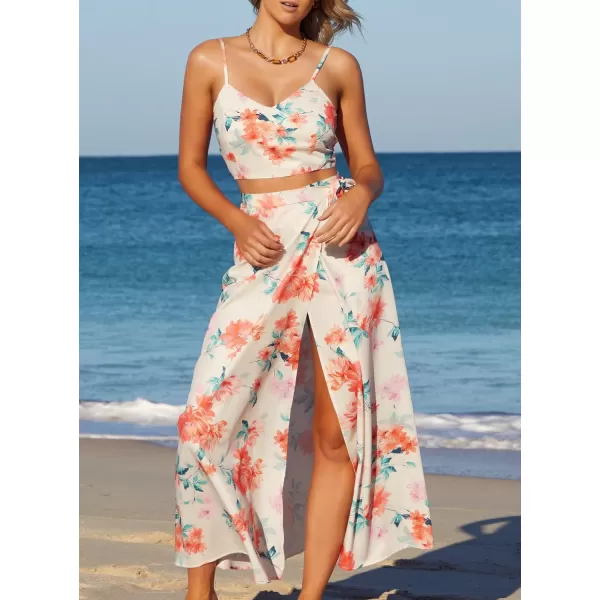SouqFone Womens Summer Casual Long Dresses V Neck Beach Party Dress04white Floral