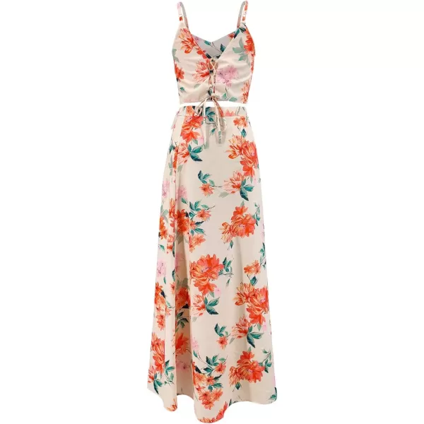 SouqFone Womens Summer Casual Long Dresses V Neck Beach Party Dress04white Floral