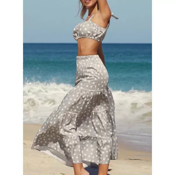 SouqFone Womens Summer Casual Long Dresses V Neck Beach Party Dress09polka Dot