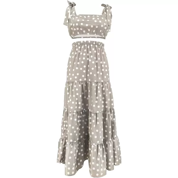 SouqFone Womens Summer Casual Long Dresses V Neck Beach Party Dress09polka Dot