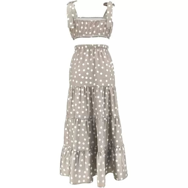 SouqFone Womens Summer Casual Long Dresses V Neck Beach Party Dress09polka Dot