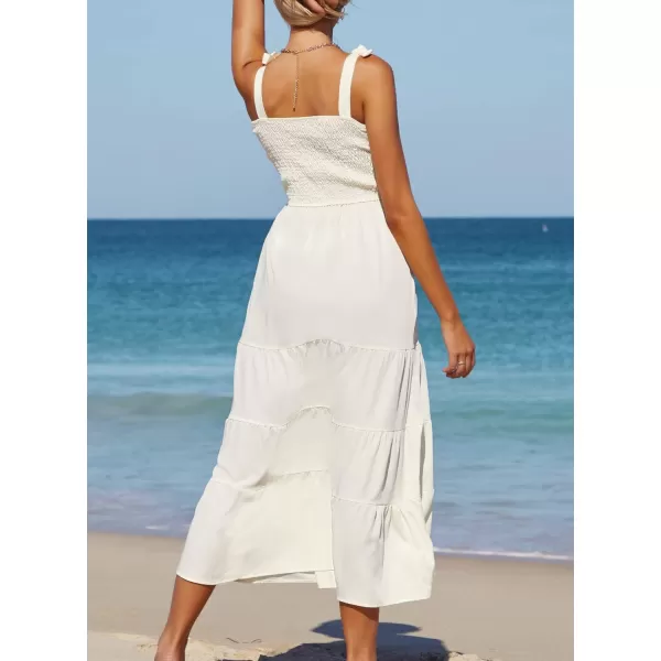 SouqFone Womens Summer Casual Long Dresses V Neck Beach Party Dress10beige