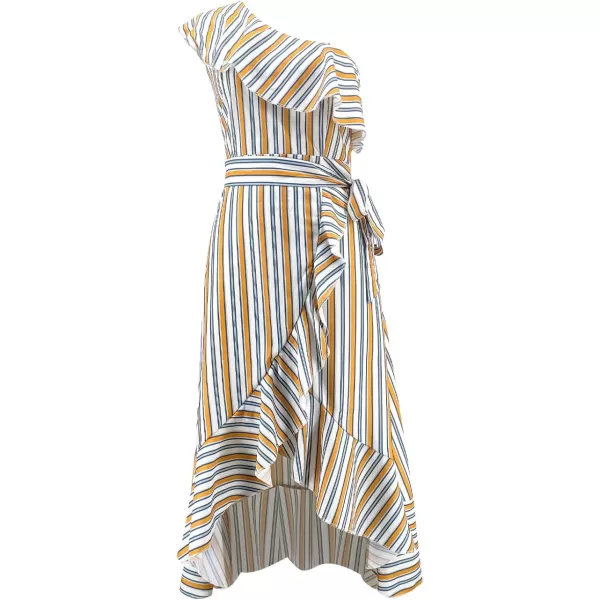 SouqFone Womens Summer Casual Long Dresses V Neck Beach Party Dress12yellow Striped