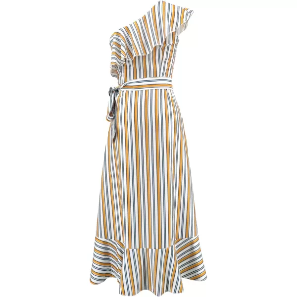 SouqFone Womens Summer Casual Long Dresses V Neck Beach Party Dress12yellow Striped