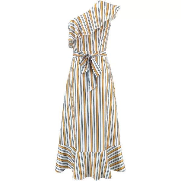 SouqFone Womens Summer Casual Long Dresses V Neck Beach Party Dress12yellow Striped