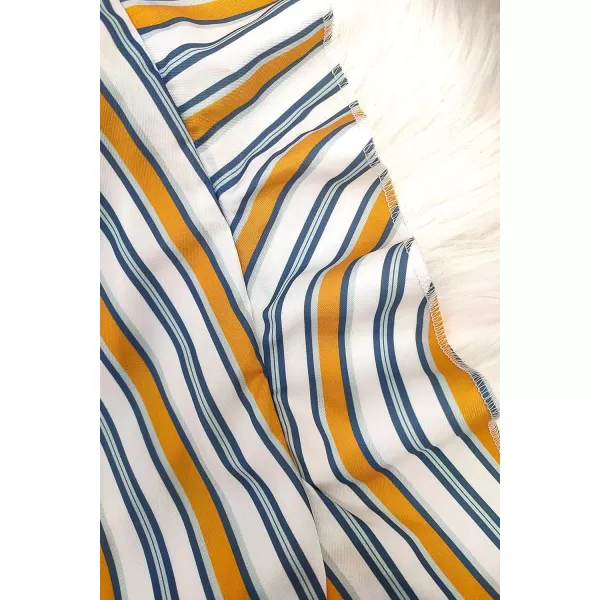 SouqFone Womens Summer Casual Long Dresses V Neck Beach Party Dress12yellow Striped