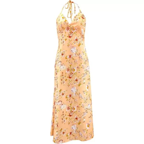 SouqFone Womens Summer Casual Long Dresses V Neck Beach Party Dress13orange Floral