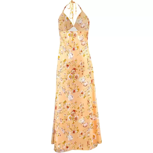 SouqFone Womens Summer Casual Long Dresses V Neck Beach Party Dress13orange Floral