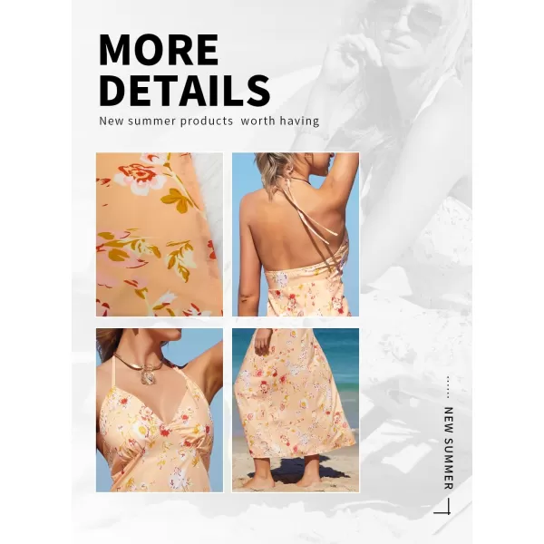 SouqFone Womens Summer Casual Long Dresses V Neck Beach Party Dress13orange Floral