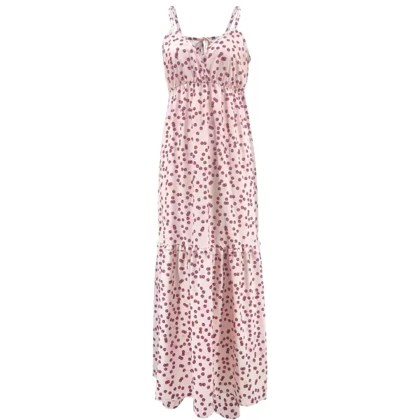 SouqFone Womens Summer Casual Long Dresses V Neck Beach Party Dress14purple Dot