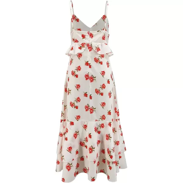SouqFone Womens Summer Casual Long Dresses V Neck Beach Party Dress15red Floral