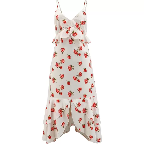 SouqFone Womens Summer Casual Long Dresses V Neck Beach Party Dress15red Floral