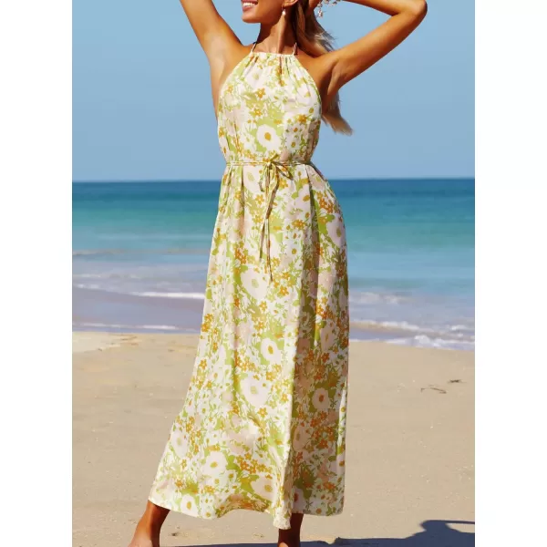 SouqFone Womens Summer Casual Long Dresses V Neck Beach Party Dress16yellow Floral