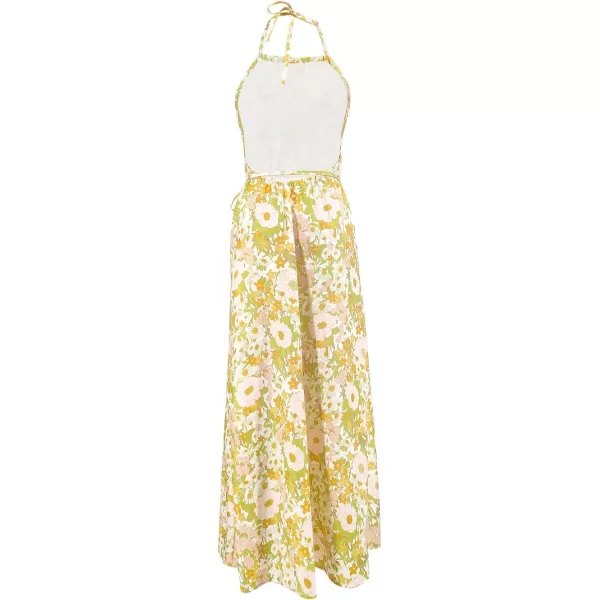 SouqFone Womens Summer Casual Long Dresses V Neck Beach Party Dress16yellow Floral