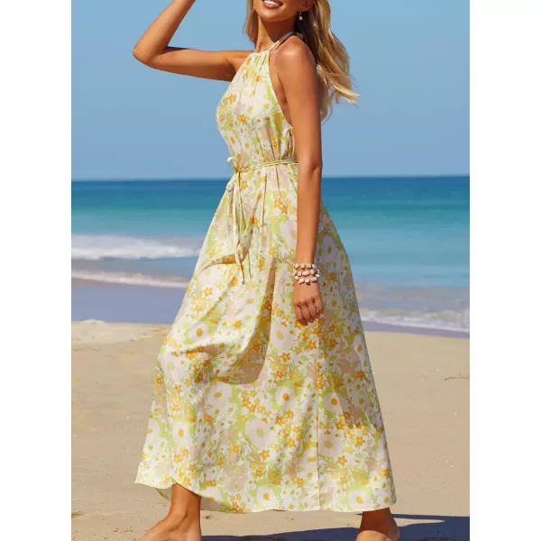 SouqFone Womens Summer Casual Long Dresses V Neck Beach Party Dress16yellow Floral