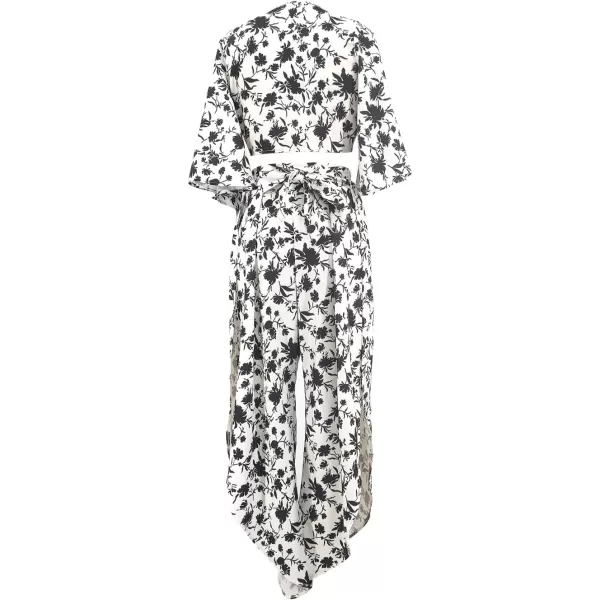 SouqFone Womens Summer Casual Long Dresses V Neck Beach Party Dress20black Floral
