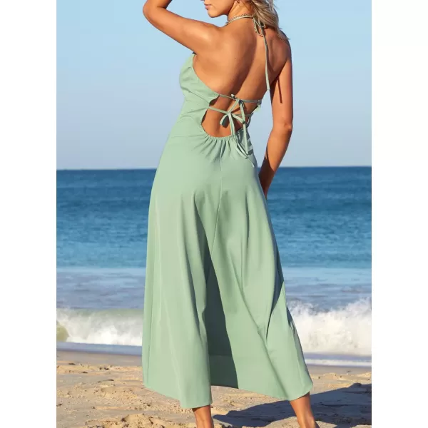 SouqFone Womens Summer Casual Long Dresses V Neck Beach Party Dress21mint Green