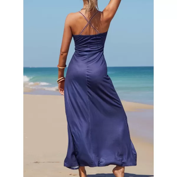 SouqFone Womens Summer Casual Long Dresses V Neck Beach Party Dress24multi Stripe