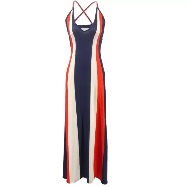 SouqFone Womens Summer Casual Long Dresses V Neck Beach Party Dress24multi Stripe