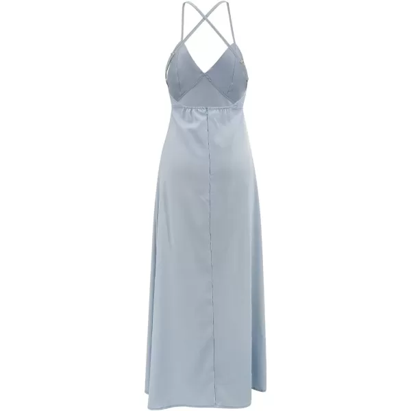 SouqFone Womens Summer Casual Long Dresses V Neck Beach Party Dress28light Blue