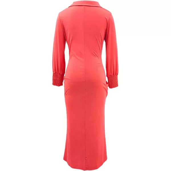 SouqFone Womens Summer Casual Long Dresses V Neck Beach Party Dress29watermelon Red