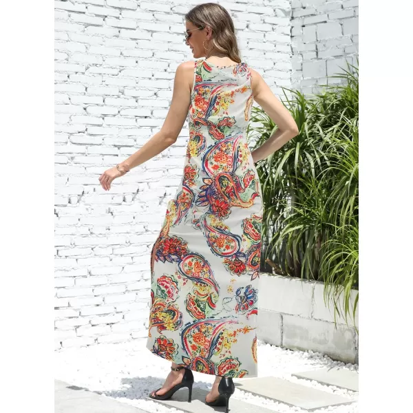 SouqFone Womens Summer Casual Long Dresses V Neck Beach Party Dress31paisley Flower