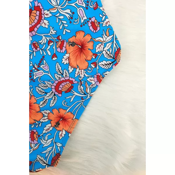 SuperPrity One Piece Bathing Suits for Women Tummy Control Monokini Swimsuits01blue Flower