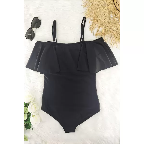 SuperPrity One Piece Bathing Suits for Women Tummy Control Monokini SwimsuitsBlack