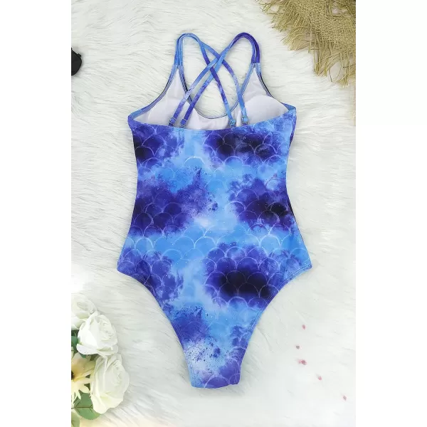 SuperPrity One Piece Bathing Suits for Women Tummy Control Monokini SwimsuitsBlue