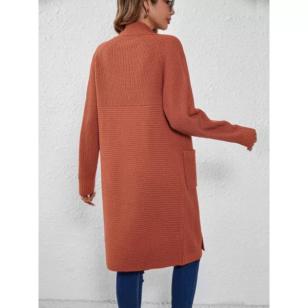 SuperPrity Women Long Cardigan Sweaters with Pocket Open Front Coatigan Jackets Long Sleeve Shawl Collar Knit CoatOrange Red