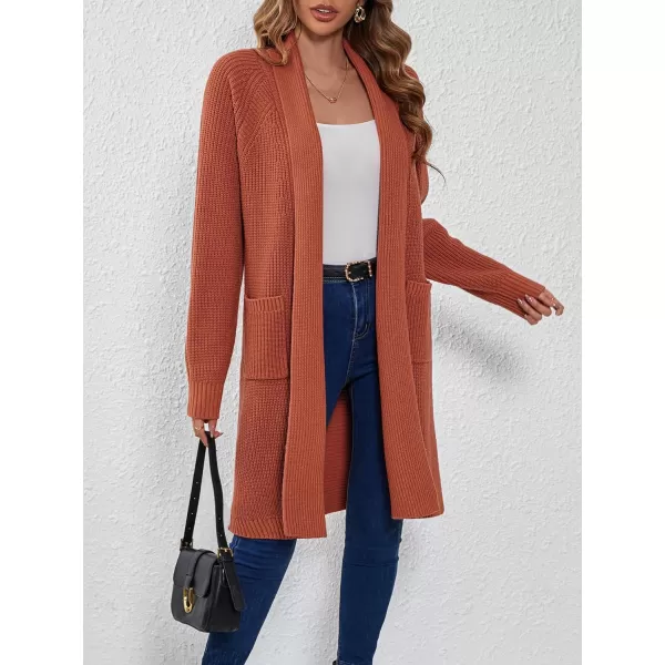 SuperPrity Women Long Cardigan Sweaters with Pocket Open Front Coatigan Jackets Long Sleeve Shawl Collar Knit CoatOrange Red