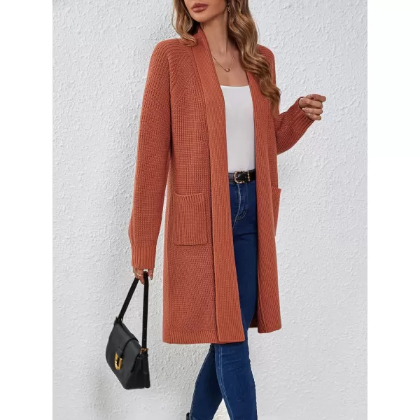 SuperPrity Women Long Cardigan Sweaters with Pocket Open Front Coatigan Jackets Long Sleeve Shawl Collar Knit CoatOrange Red