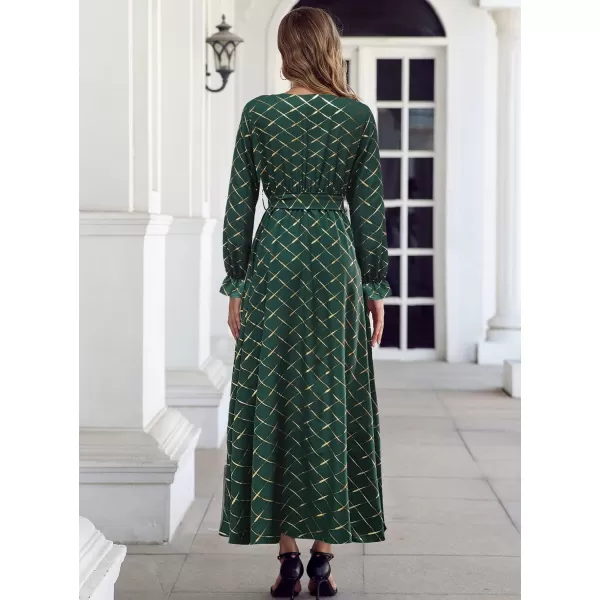 SuperPrity Women Short SleeveLong Sleeve Floral Wrap Maxi Dresses V Neck High Waist Flowy ALine Long Cocktail Party DressDark Green