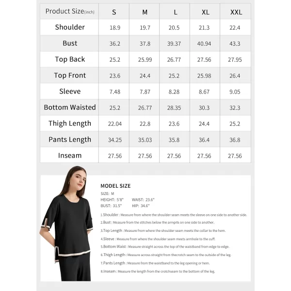 SuperPrity Women Sweater Set 2 or 3 Piece Outfits ShortLong Sleeve Knit Pullover Tops High Waist Wide Leg Pants Lounge SetsThree Piece Short Sleevesolid Black3pc