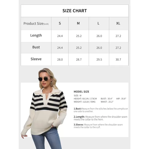 SuperPrity Womens Oversized Sweaters Long Sleeve V Neck Collared Pullover Sweater Striped Casual Fall Winter Knit TopsApricot Stripe