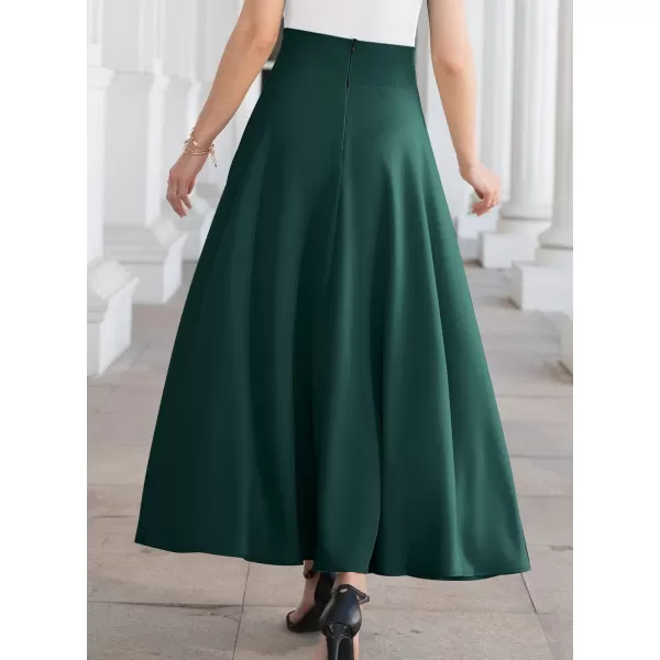 SuperPrity Womens Skirts High Waisted Tie Knot Front Pleated Swing Formal A Line Maxi Skirt with Zip Back0001dark Green