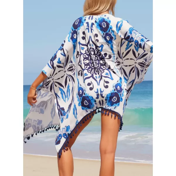 SuperPrity Womens Swimwear Cover Ups Summer Beach Swimsuit Cover Up Kimono02blue Print