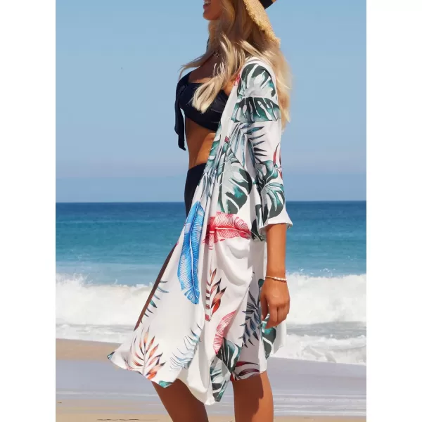 SuperPrity Womens Swimwear Cover Ups Summer Beach Swimsuit Cover Up Kimono02white Print