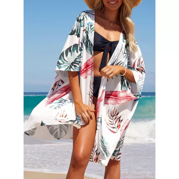 SuperPrity Womens Swimwear Cover Ups Summer Beach Swimsuit Cover Up Kimono02white Print