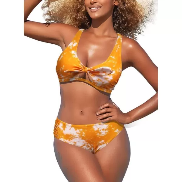 SouqFone Women 2 Piece Swimsuits Low Rise or Mid Waisted Bikini Set17orange