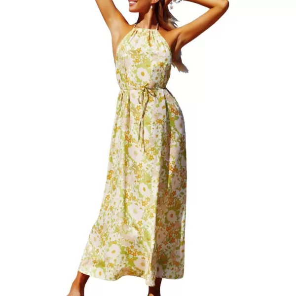 SouqFone Womens Summer Casual Long Dresses V Neck Beach Party Dress16yellow Floral