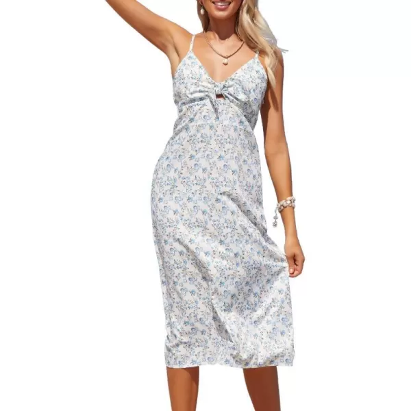 SouqFone Womens Summer Casual Long Dresses V Neck Beach Party Dress17blue Floral