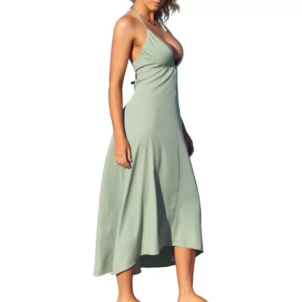 SouqFone Womens Summer Casual Long Dresses V Neck Beach Party Dress21mint Green