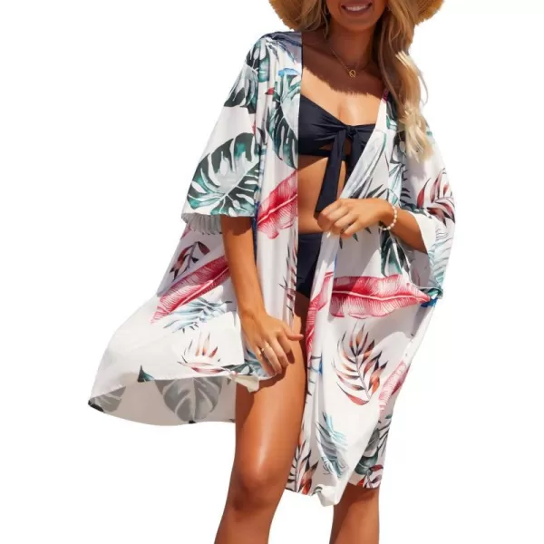 SuperPrity Womens Swimwear Cover Ups Summer Beach Swimsuit Cover Up Kimono02white Print